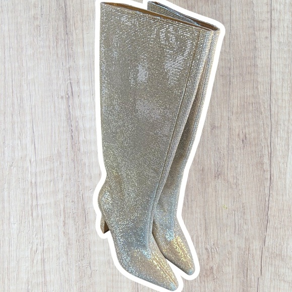 NWT Steve Madden Sparkling ‘Shayna’ Tall Boots in Silver Rhinestone Size 5 - Picture 13 of 16
